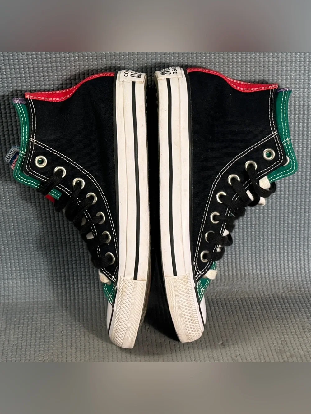 Converse Chuck Taylor All Star Hi Double Upper Sneaker Black/Multi Women’s Sz 7 - Picture 6 of 9